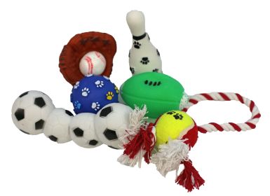 6 Piece Sports Themed Pet Toy Set