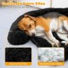 Black Plush Calming Dog Couch Bed with Anti-Slip Bottom